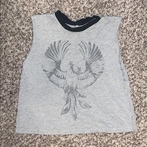Emma and Sam + gray eagle graphic muscle tank